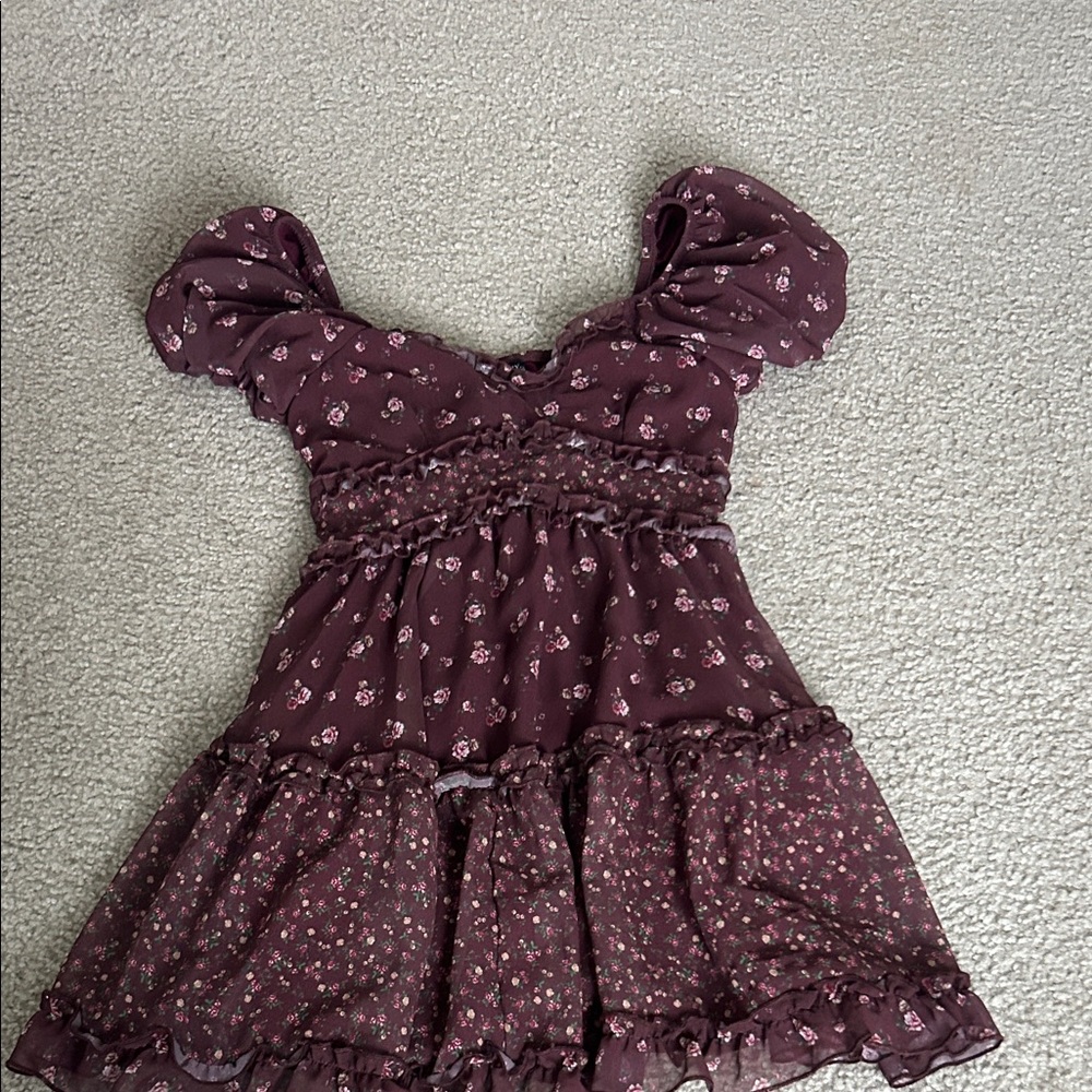 Adorable Plum Floral Kids Dress